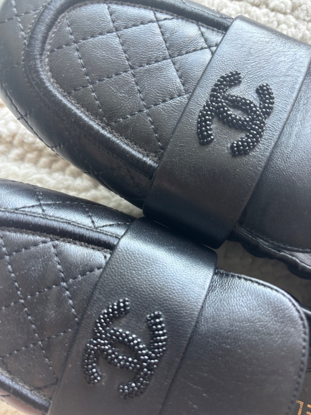 CHANEL Laminated Lambskin Quilted Elastic CC Moccasin Loafers - Picture 2 of 4